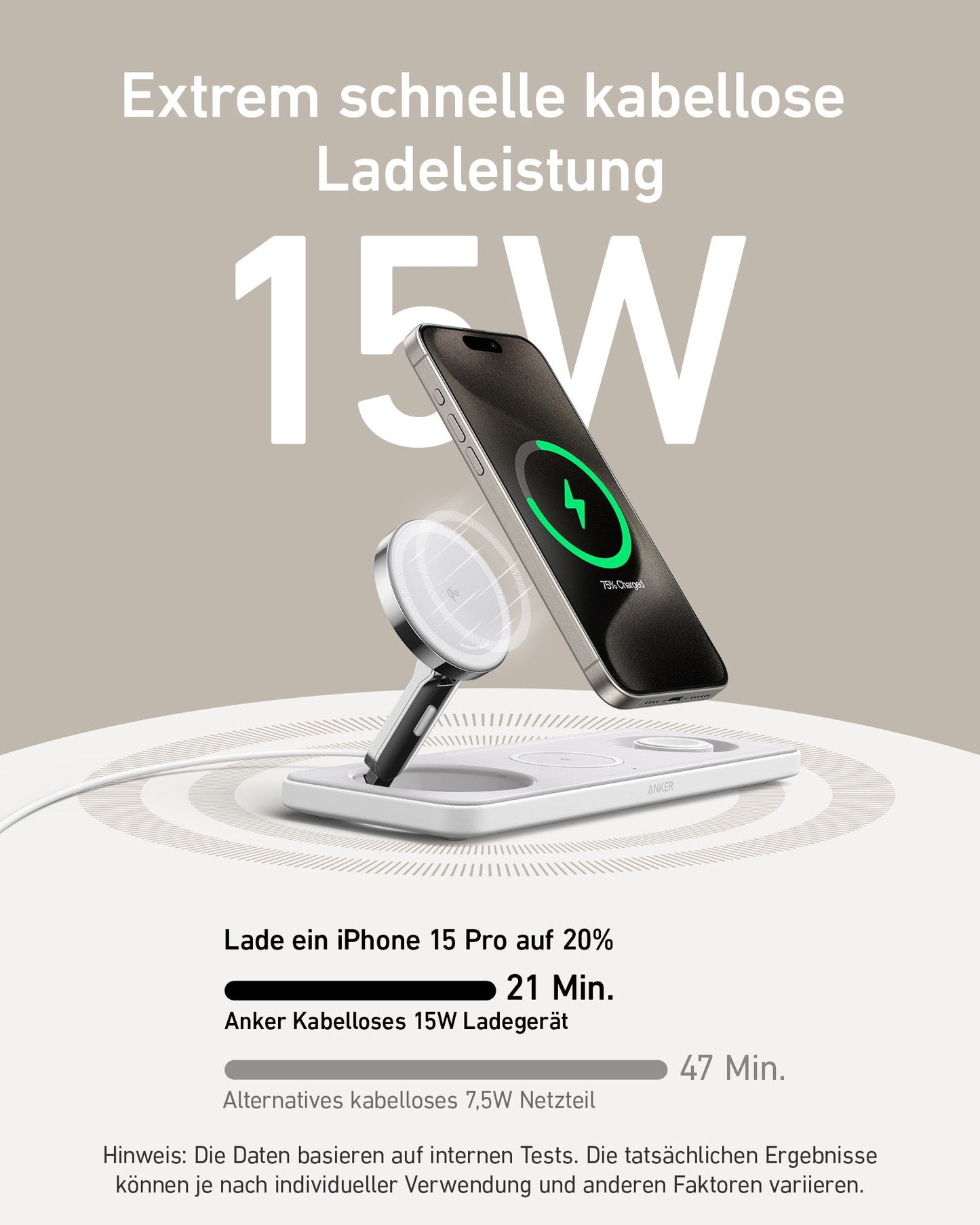 Anker MagGo Kabellose Ladestation (3-in-1 Pad)