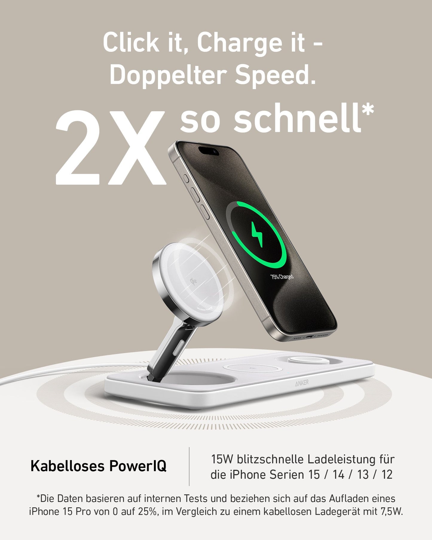 Anker MagGo Kabellose Ladestation (3-in-1 Pad)