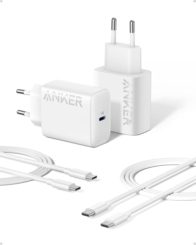 Anker Schnellladegerät (25W, Doppelpack) inklusive 2 USB-C Kabeln