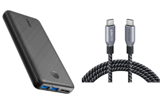 Anker <b>325</b> Powerbank (PowerCore 20K)+Anker Prime USB-C auf USB-C Kabel (240W, Upcycled-Flechtdesign, 1.8m)