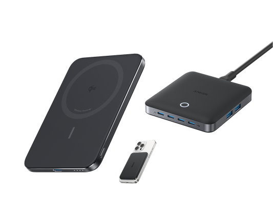 Anker Nano Powerbank  (5K, Magnetisch, Slim）+Anker Nano Ladegerät (130W, 6 Ports)