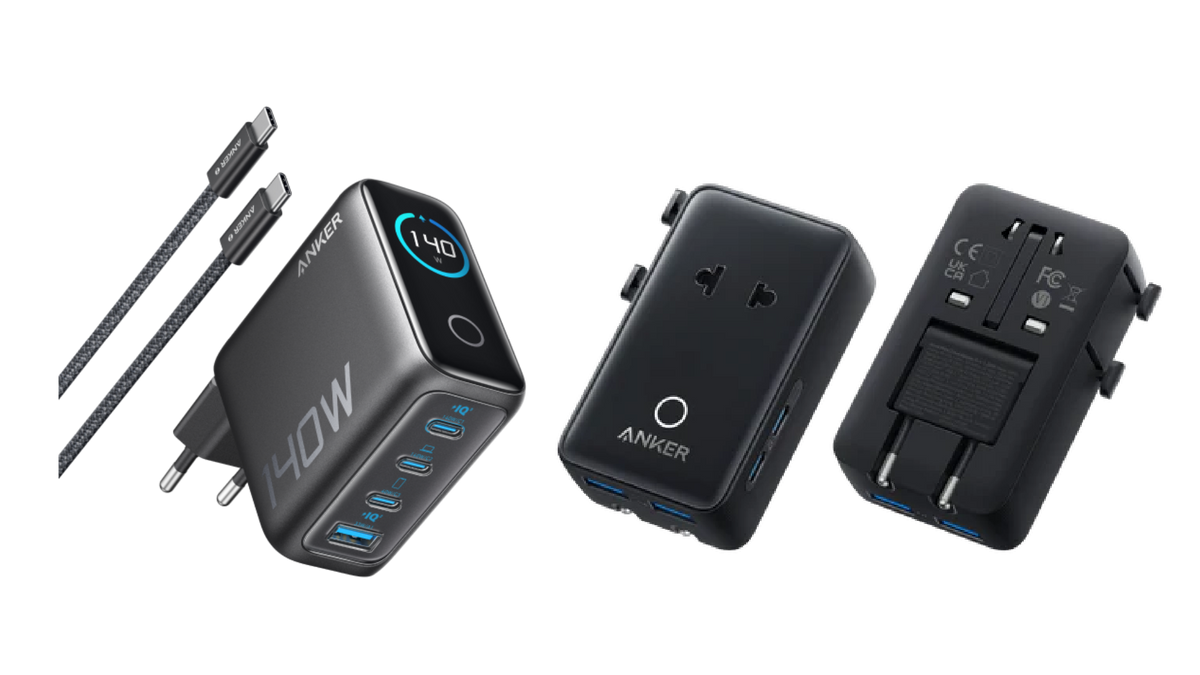 Anker Ladegerät (140W, 4-Port, PD 3.1) mit USB-C Kabel+Anker Nano Reiseadapter (5-in-1, 20W)