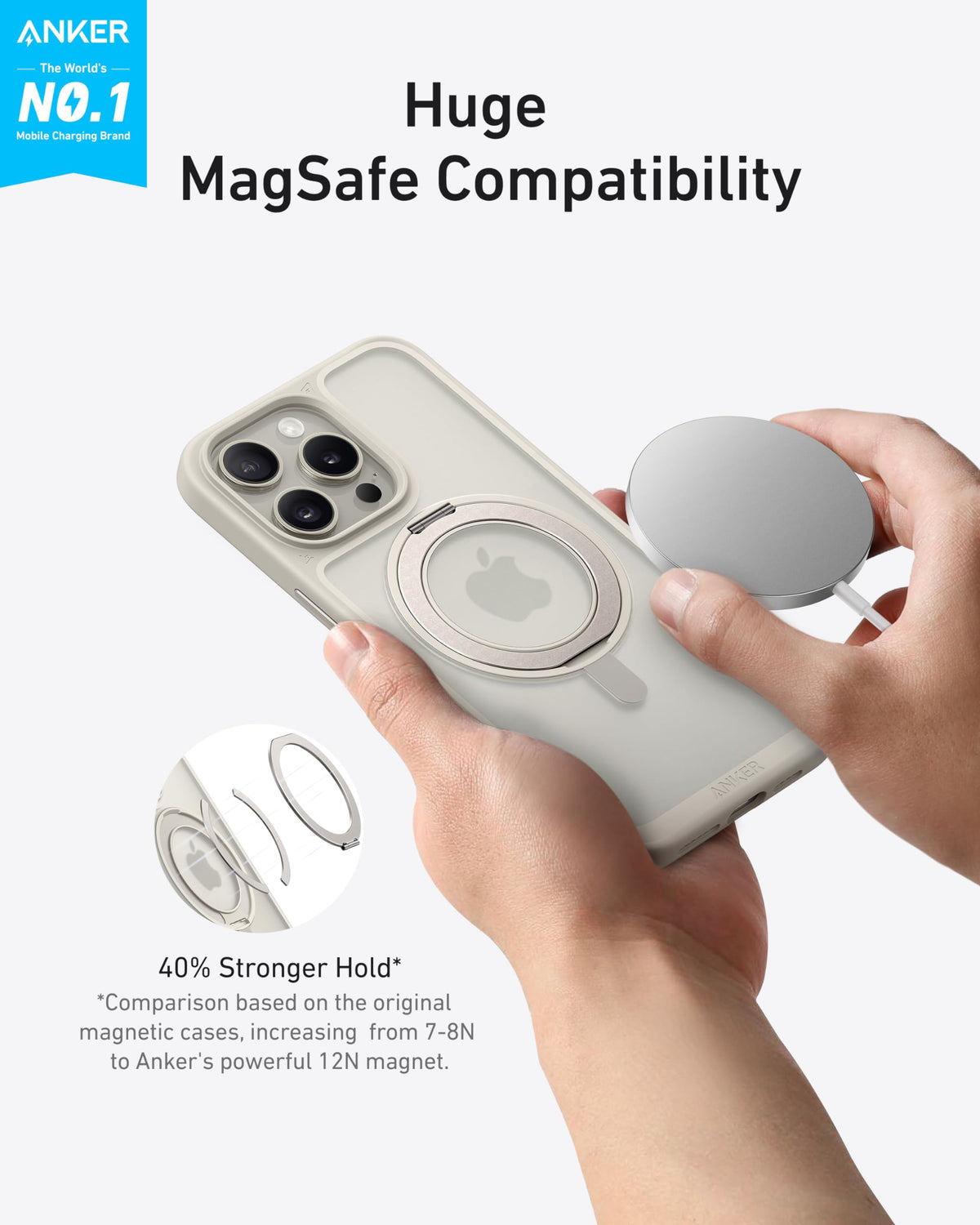 Anker MagGo magnetisches Handy-Case mit Ständer (360° Ringständer, für iPhone 16)