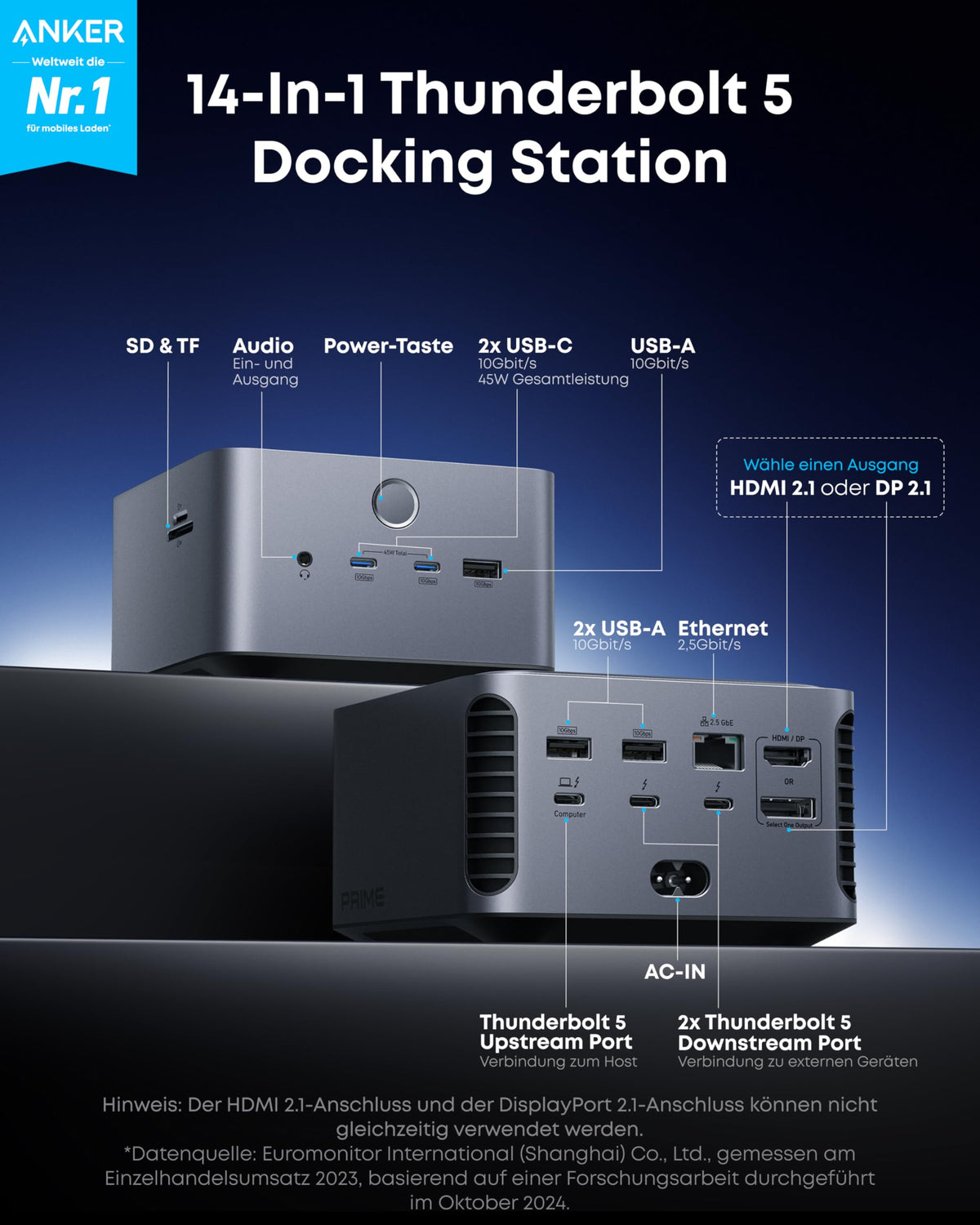 Anker Prime Docking Station (14-in-1, 8K, Thunderbolt 5)
