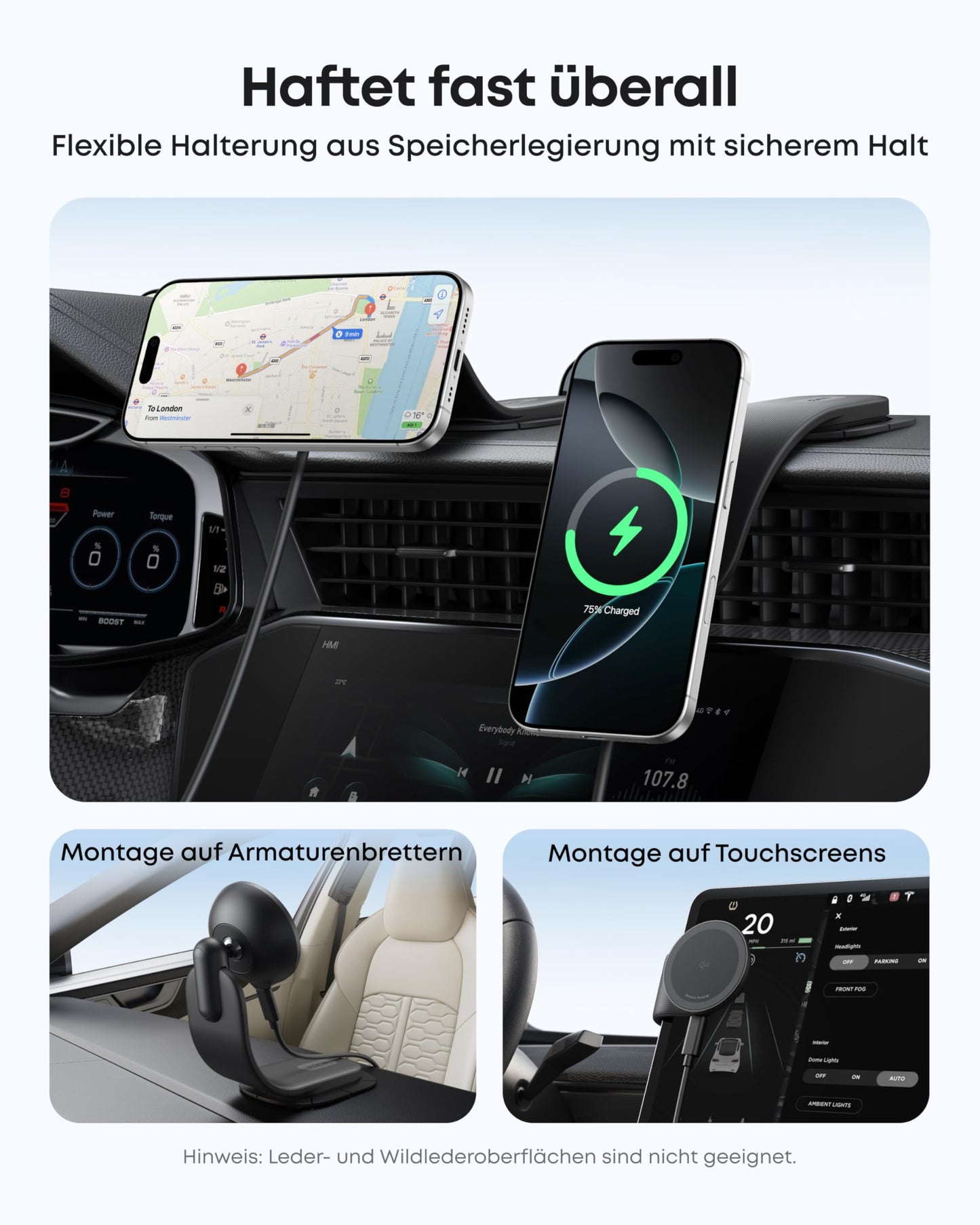 Anker Nano Kabelloses Kfz-Ladegerät (Magnetisch, abnehmbares Ladepad)