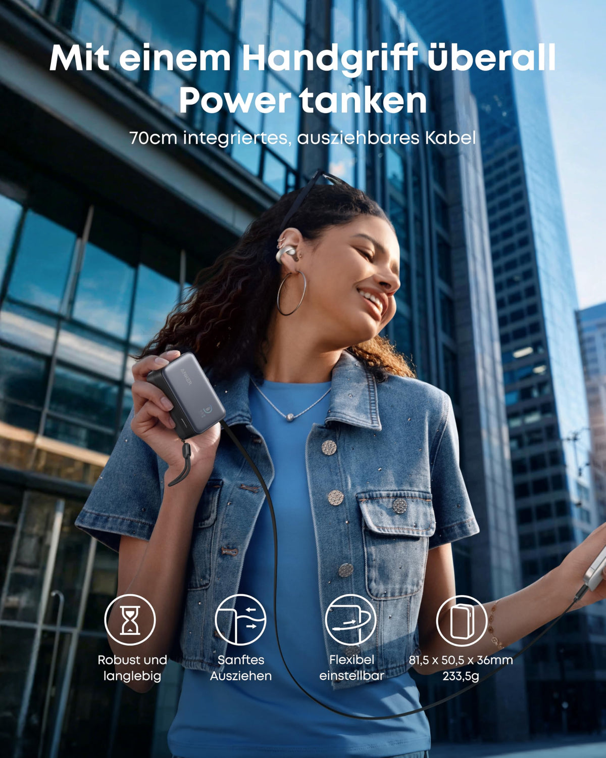 Anker Ladegerät (140W, 4-Port, PD 3.1) mit USB-C Kabel+Anker Nano Powerbank (10K, 45W, Integriertes einziehbares USB-C Kabel)