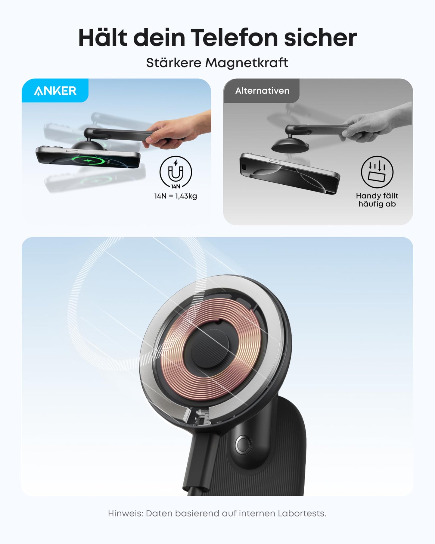 Anker Nano Kabelloses Kfz-Ladegerät (Magnetisch, abnehmbares Ladepad)