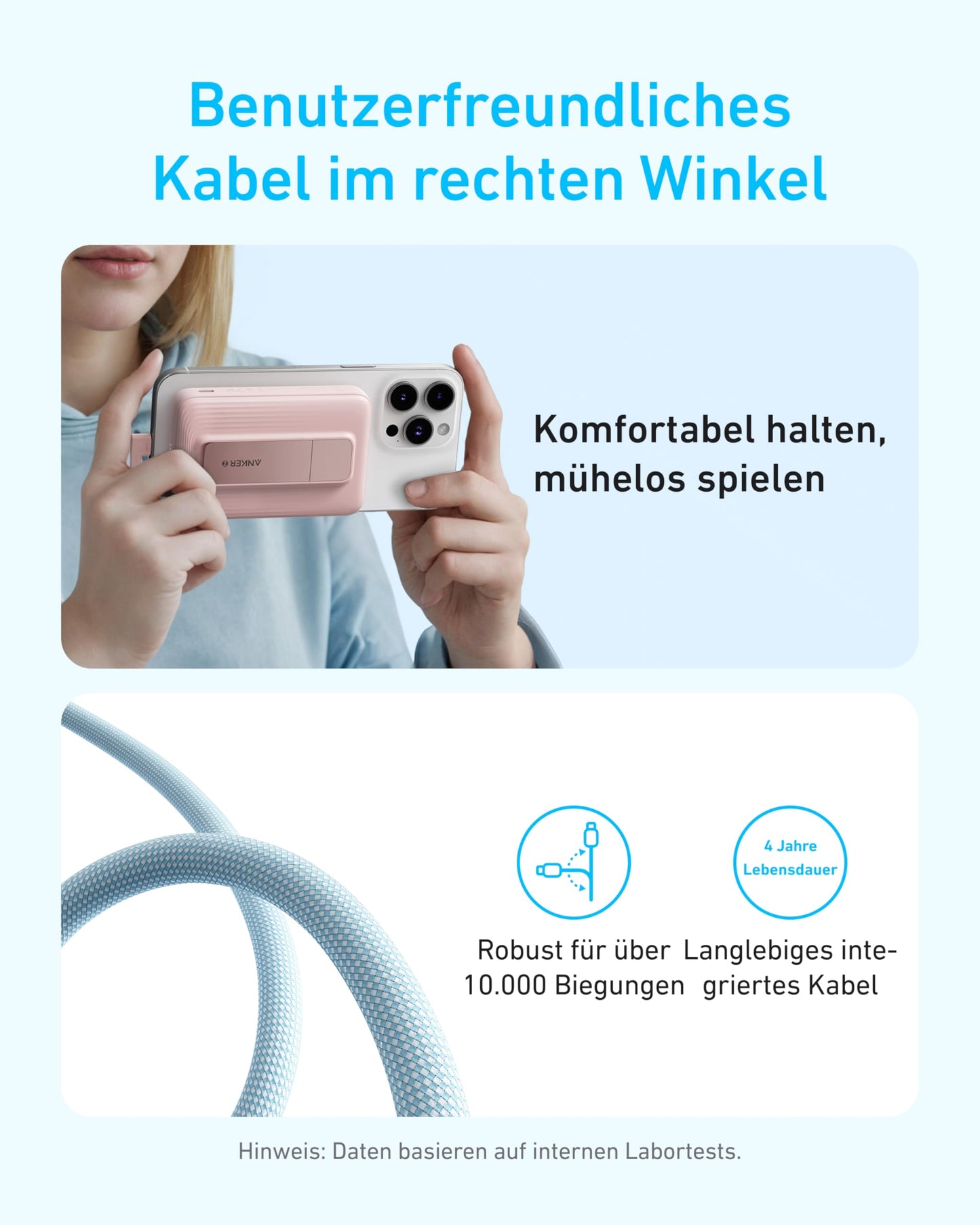 Anker Zolo Powerbank (10K, Magnetisch, Integriertes USB-CKabel)
