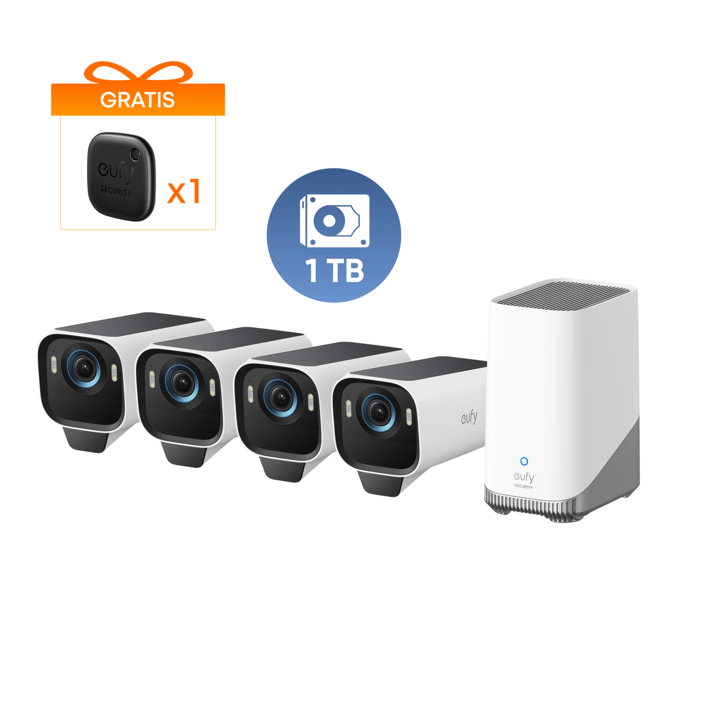 eufyCam S3 Pro 4‑Cam Kit und 1 TB Festplatte