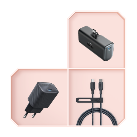 Anker Nano Powerbank + Wandladegerät + USB-C Kabel