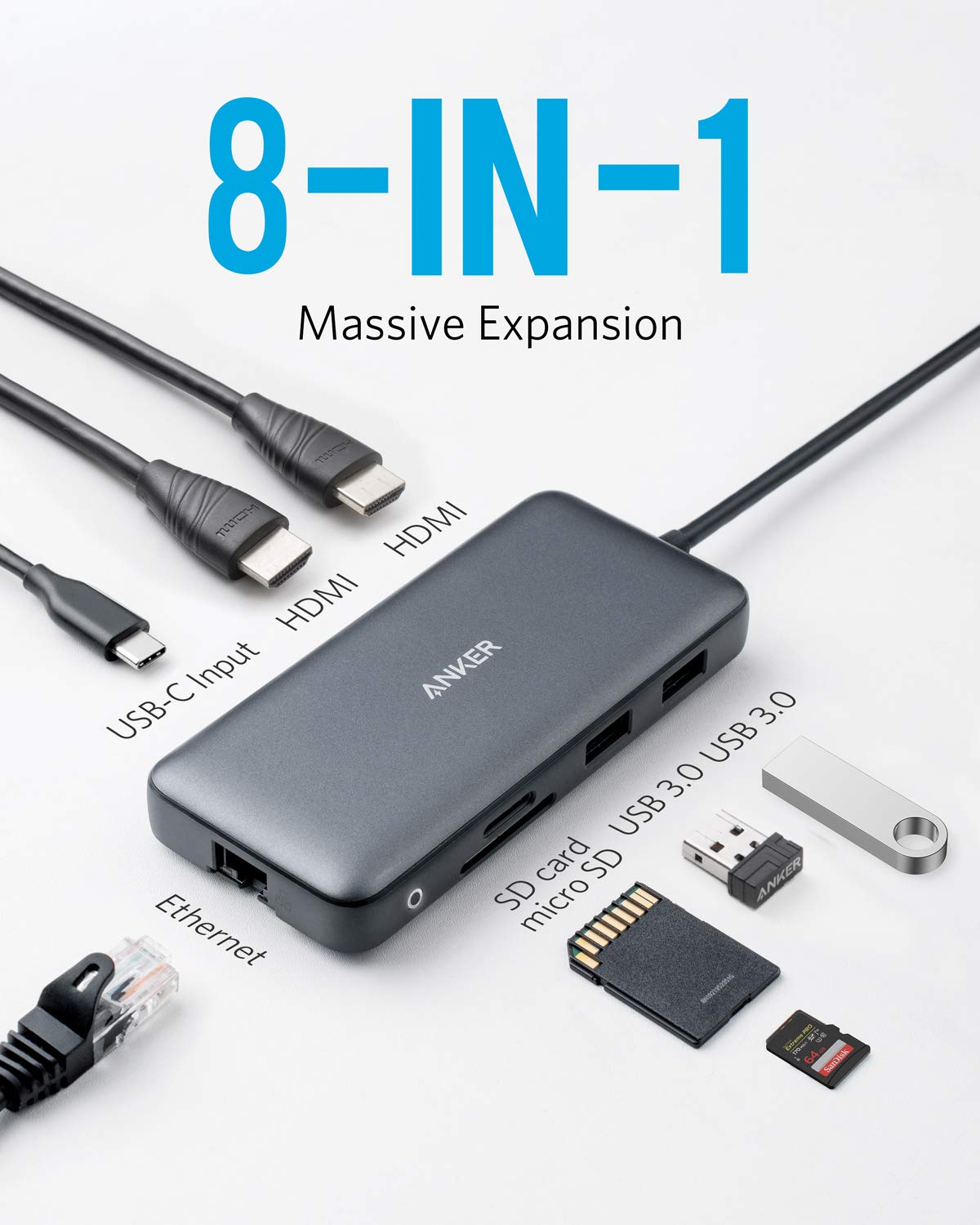 Anker &lt;b&gt;553&lt;/b&gt; USB-C Hub (8-in-1)
